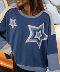 Thumbnail for Starlight Pullover Top- Navy