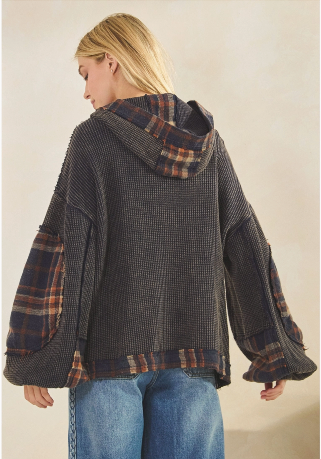 Waffle Knit & Plaid Shacket