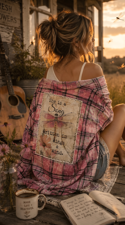 She is a Song Written in Wings & Wind Art Flannel