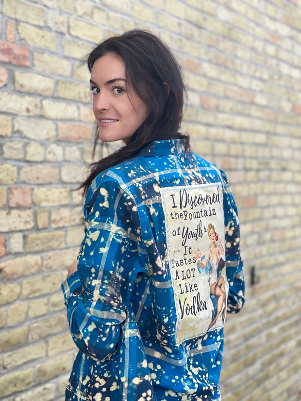 Fountain of Youth Art Flannel- Distressed River Blue