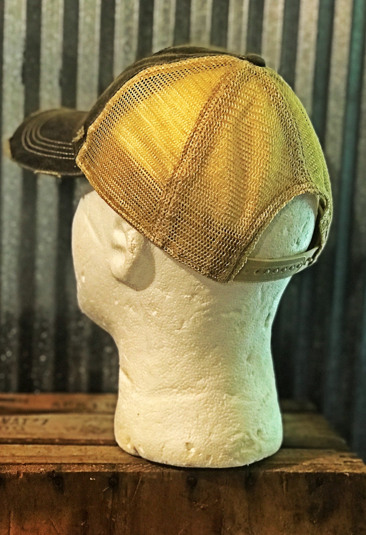 Angry Minnow Vintage Blue Logo Hat Distressed Black Snapback