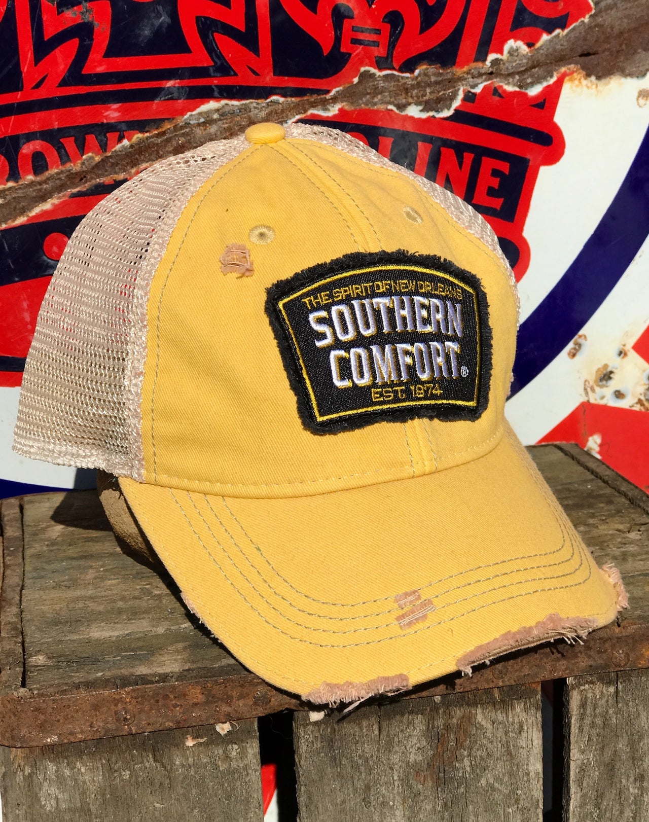 Southern Comfort Hat- Distressed Yellow Snapback