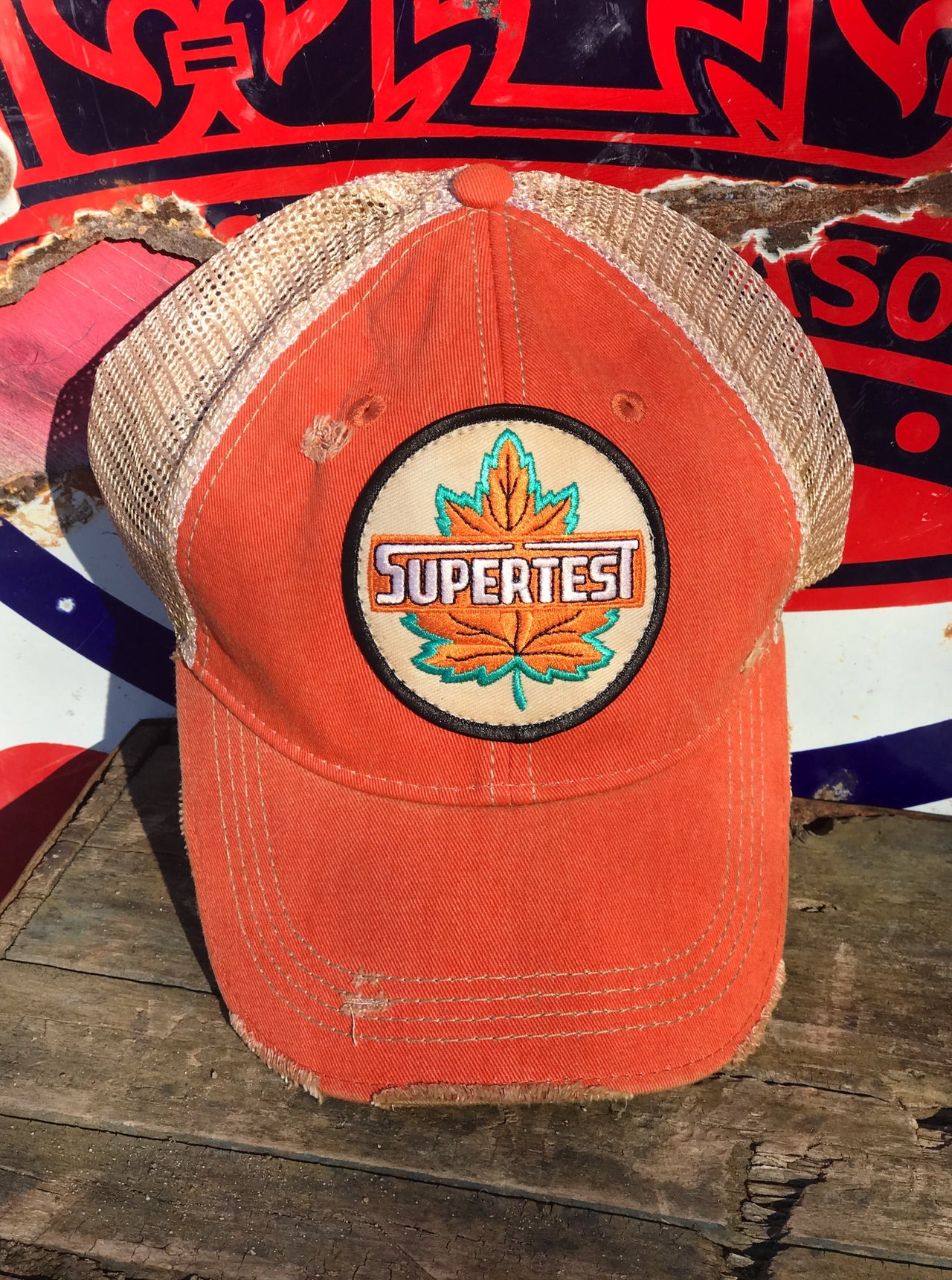 Super test Gasoline Retro Hat- Distressed Orange Snapback