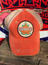 Thumbnail for Super test Gasoline Retro Hat- Distressed Orange Snapback