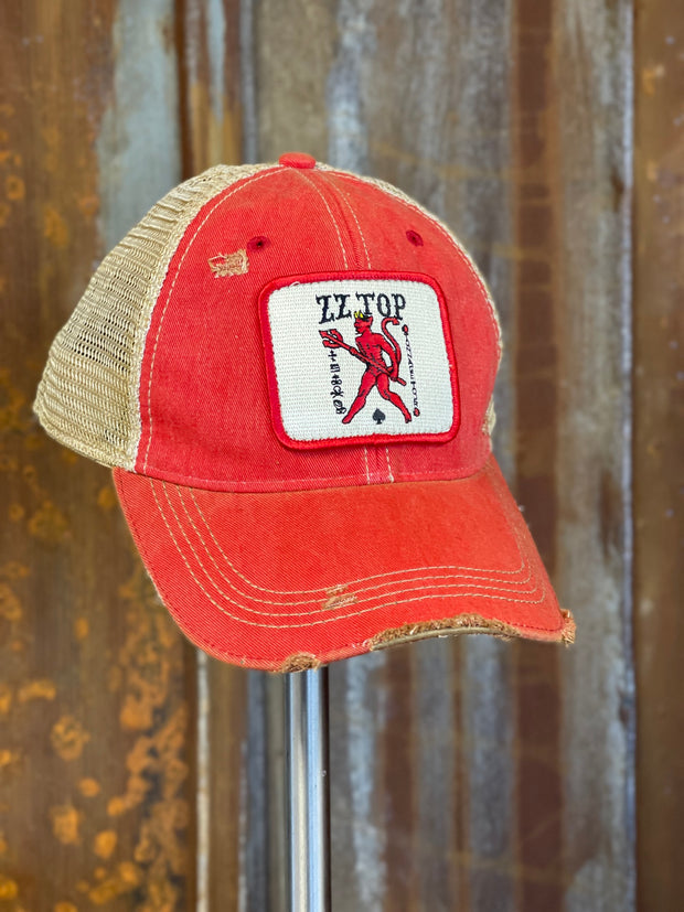 ZZ Top Band Hat- Distressed Red Snapback 