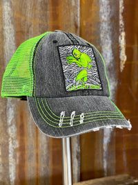 Thumbnail for Lizard Man Cryptid Hat- Neon Green/ Black