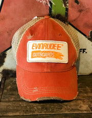 Fishing Hat (Orange Patch)- Distressed Orange Snapback