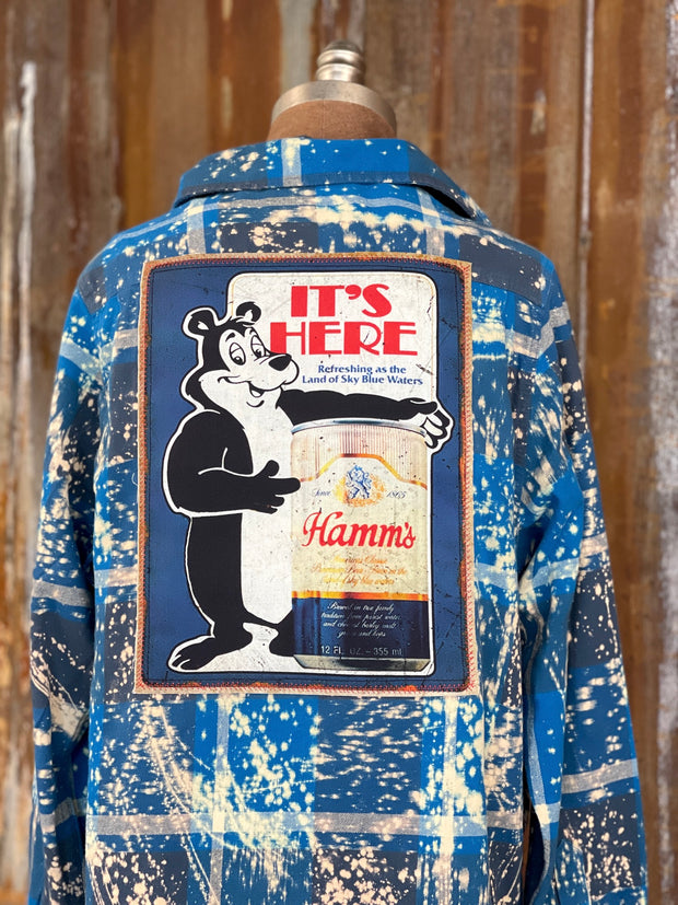 Hamm's 12 pack Retro Flannel- Sky Blue Waters Blue