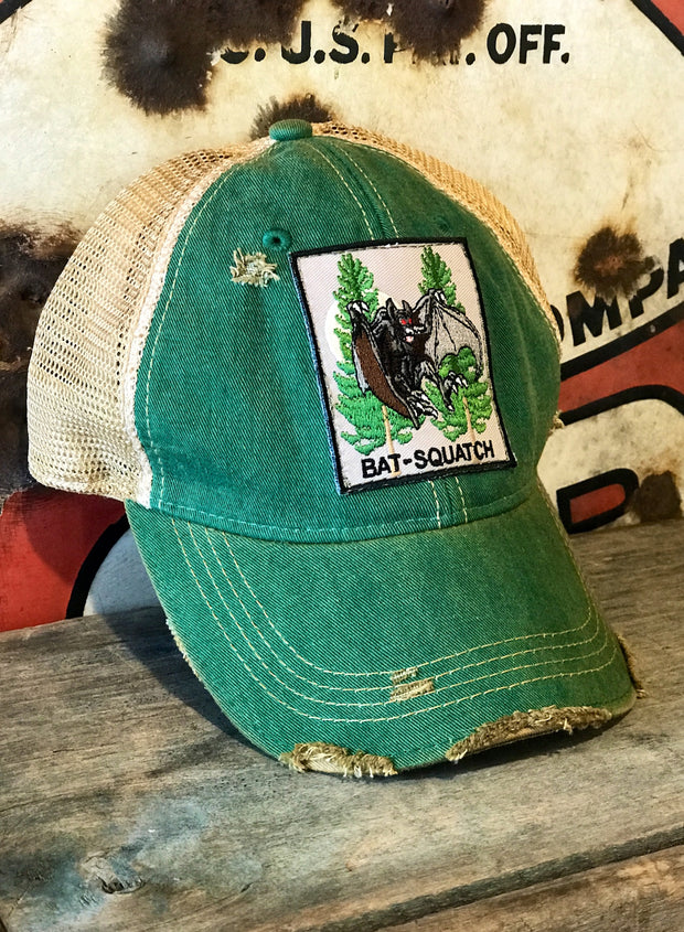 BAT-SQUATCH Cryptid Series Hat - Distressed Kelly Green Snapback