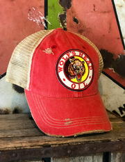 Wolf's Head Oil Hat- Distressed Red Snapback