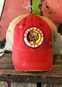 Thumbnail for Wolf's Head Oil Hat- Distressed Red Snapback