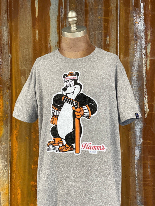 Hamm's Hockey Bear Graphic Tee- Heather Grey