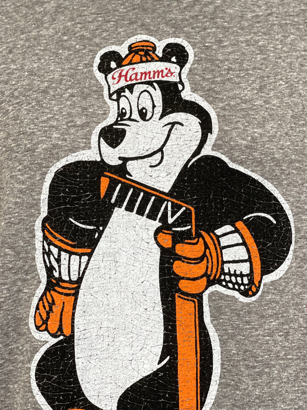 Hamm's Hockey Bear Graphic Tee- Heather Grey