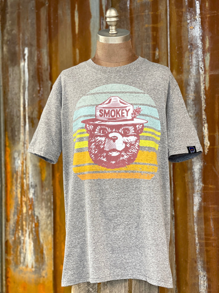 Smokey Bear Retro Rainbow Tee- Heather Grey SALE!