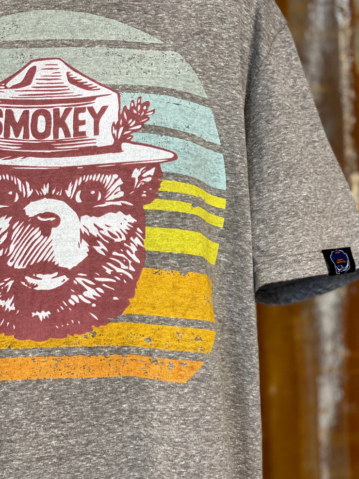Smokey Bear Retro Rainbow Tee- Heather Grey SALE!