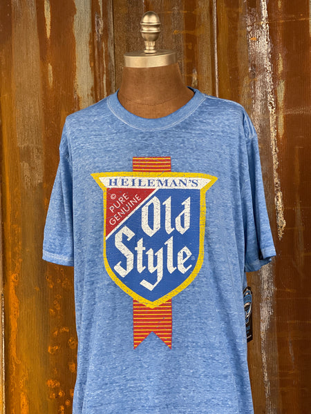 Angry Minnow Clothing Co Old Style Beer Luxe Tee- Royal Blue, L