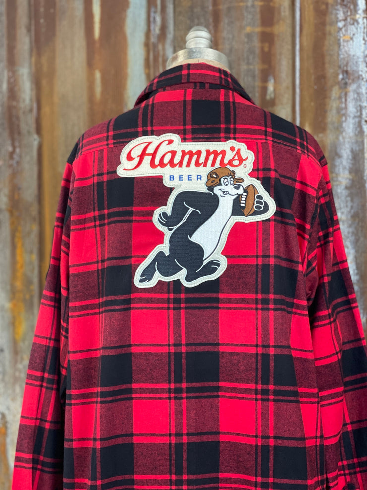 Hamm's Football Bear Flannel Red