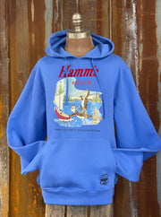Hamm's Sailboat Bear Flocked Hoodie- Royal Blue
