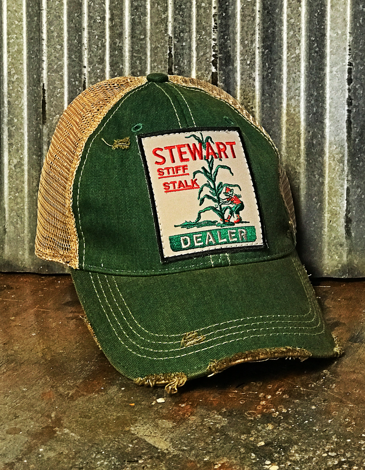 Stiff Stalk Hat- Distressed Kelly Green