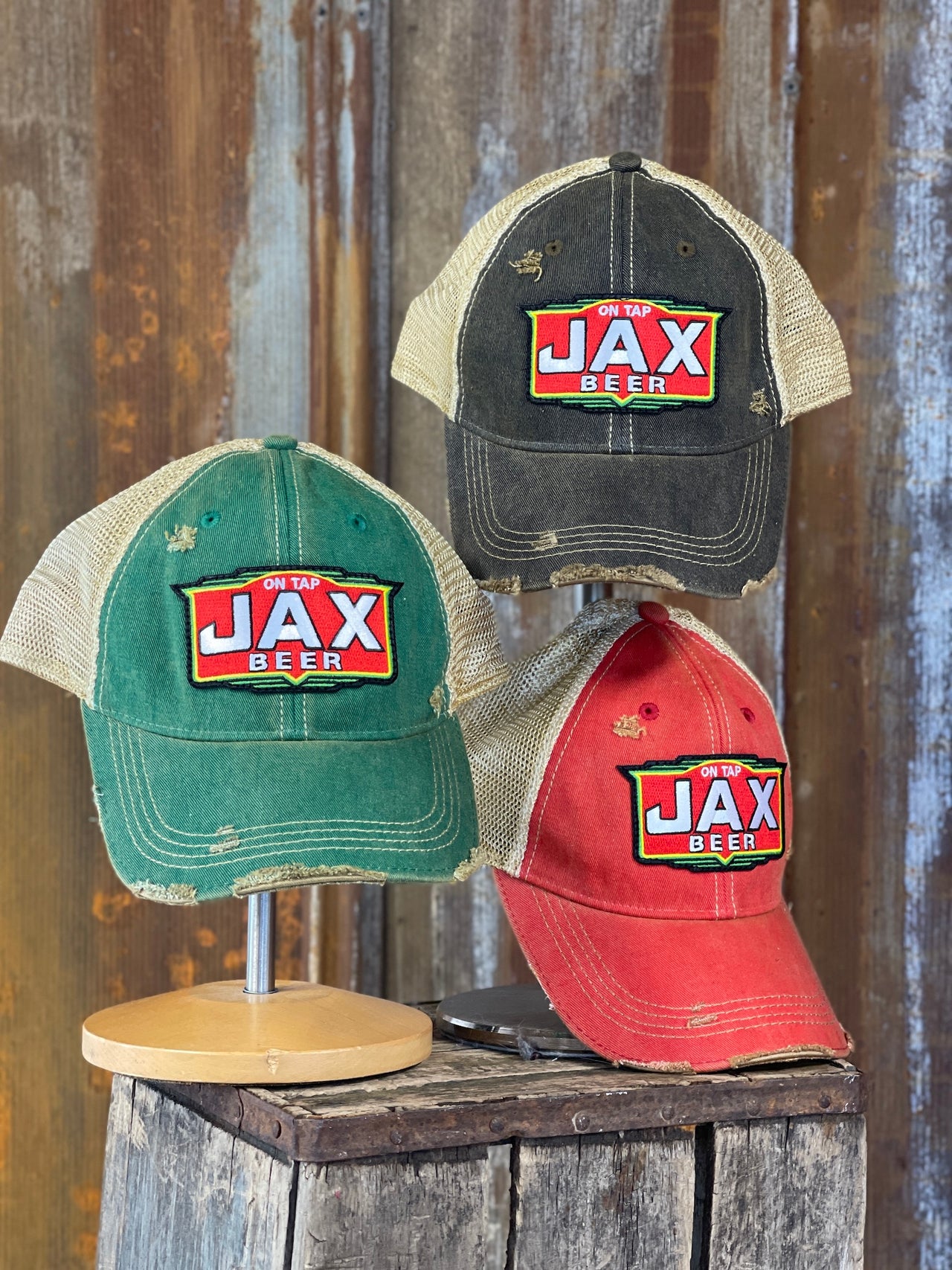 Jax Beer hats Angry Minnow vintage