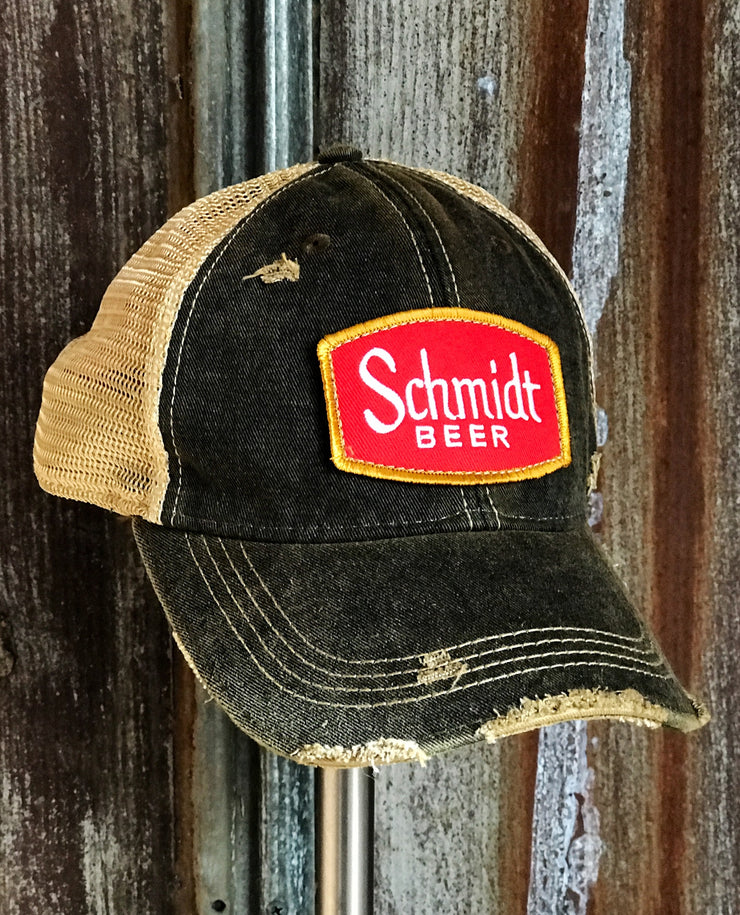 Schmidt Beer Hat- Distressed Black Snapback
