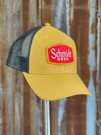 Thumbnail for Schmidt Beer Hat- NON-Distressed Gold/ Grey Snapback