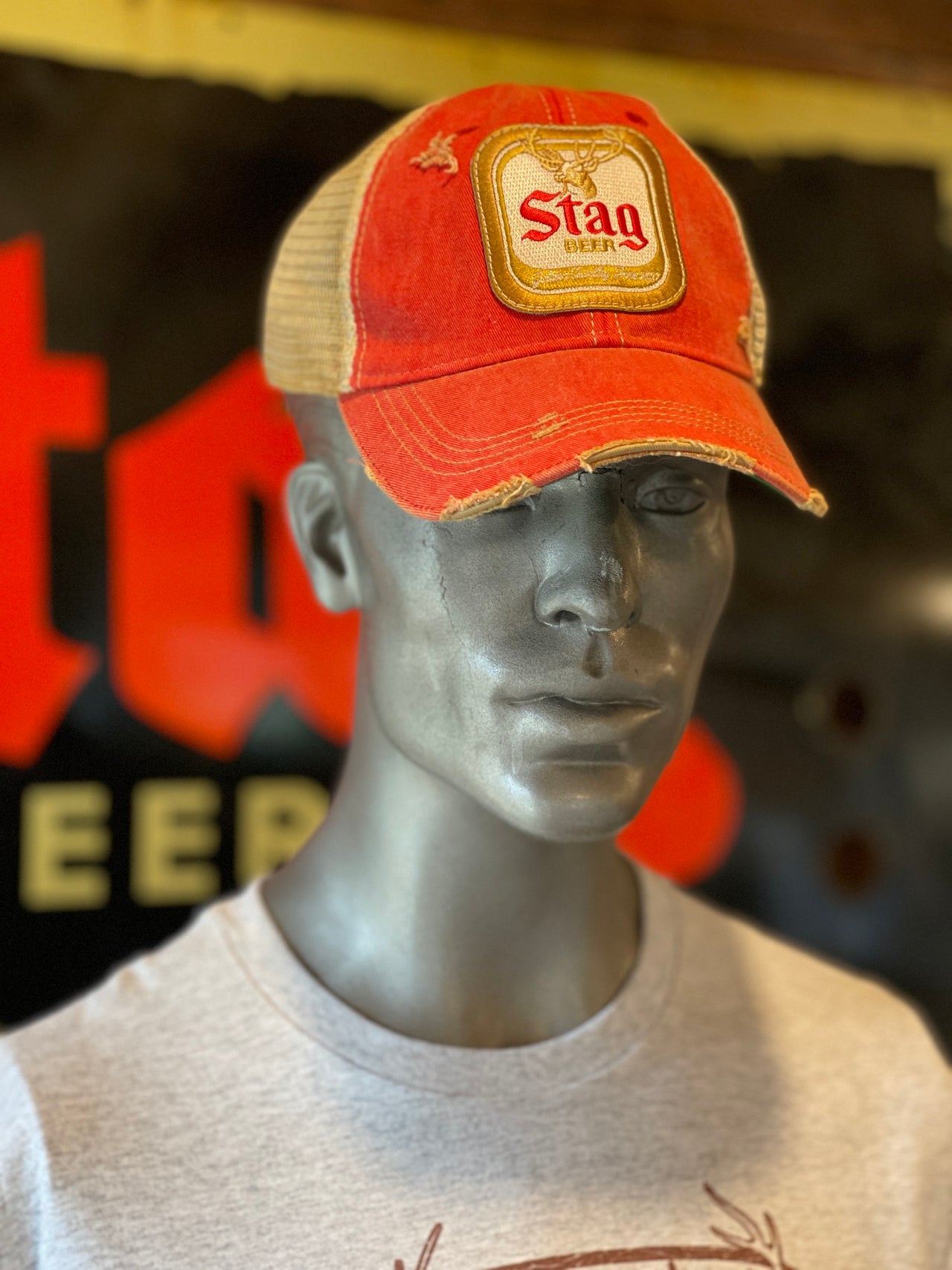 Stag Beer Hat- Distressed Red