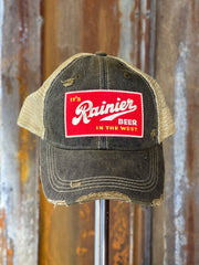 Rainier Beer Best in the West Hat- Distressed Black Snapback