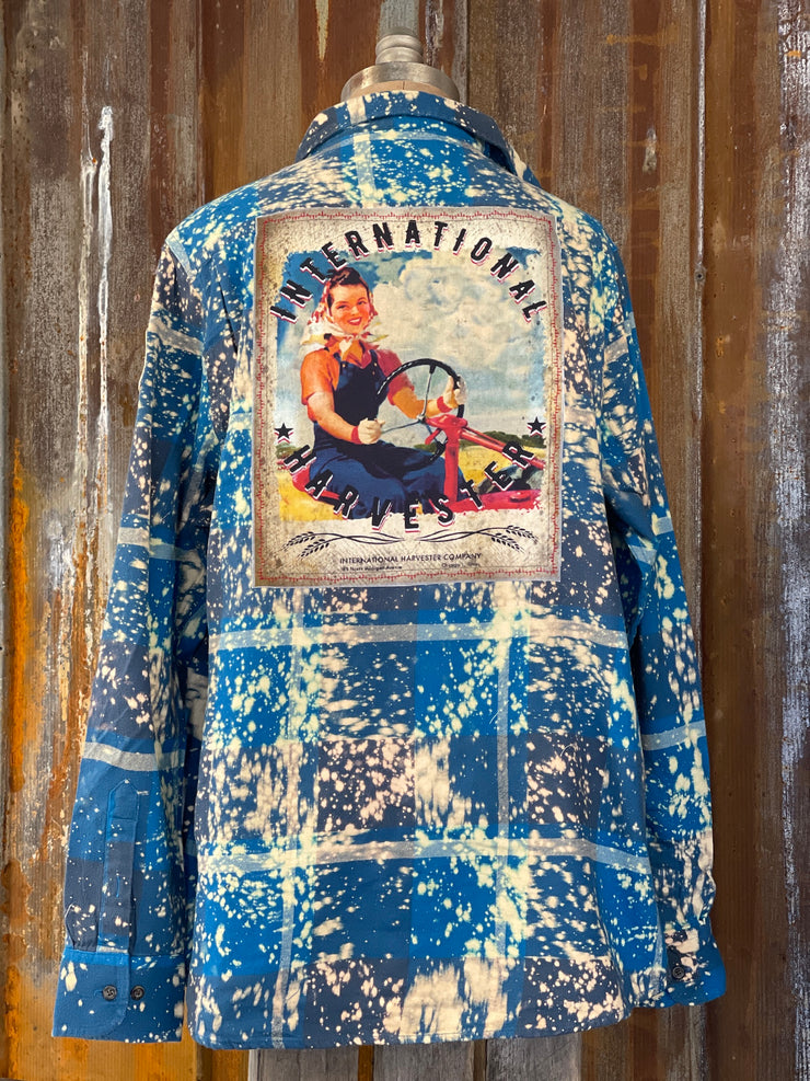 International Harvester Tractor Flannel- Distressed River Blue