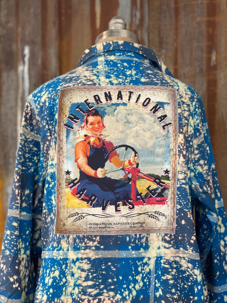 International Harvester Tractor Flannel- Distressed River Blue