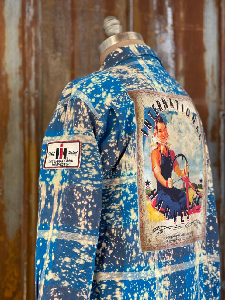 International Harvester Tractor Flannel- Distressed River Blue