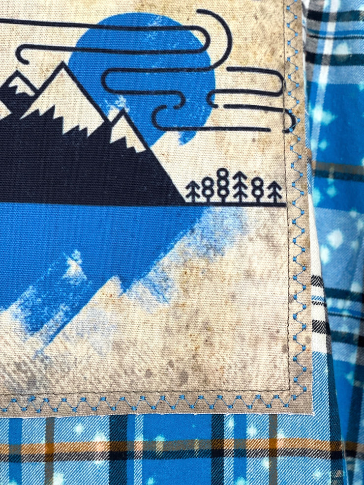 John Denver Rocky Mountain High Flannel- Distressed Lakes Blue
