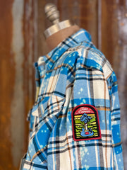 John Denver Rocky Mountain High Flannel- Distressed Lakes Blue