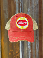 Schaefer Beer Hat- Distressed Red Snapback