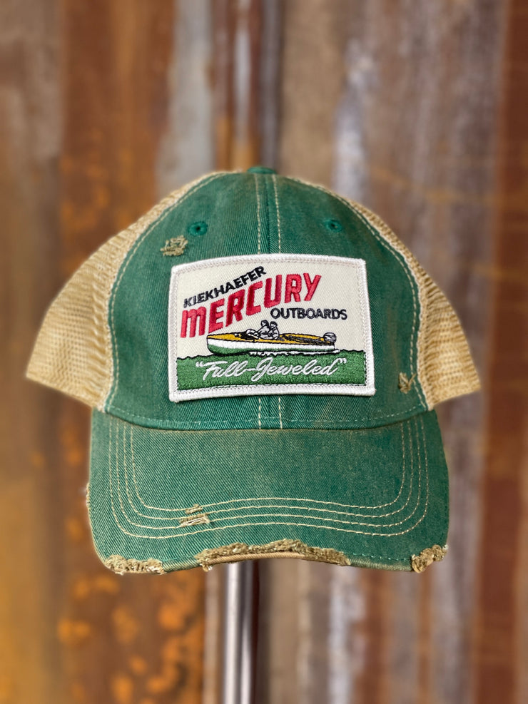 Retro Outboard Hat "rectangle" - Distressed Kelly Green
