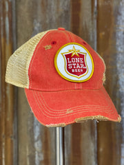 Lone Star Beer Red Logo Hat- Distressed Red Snapback PRE ORDER