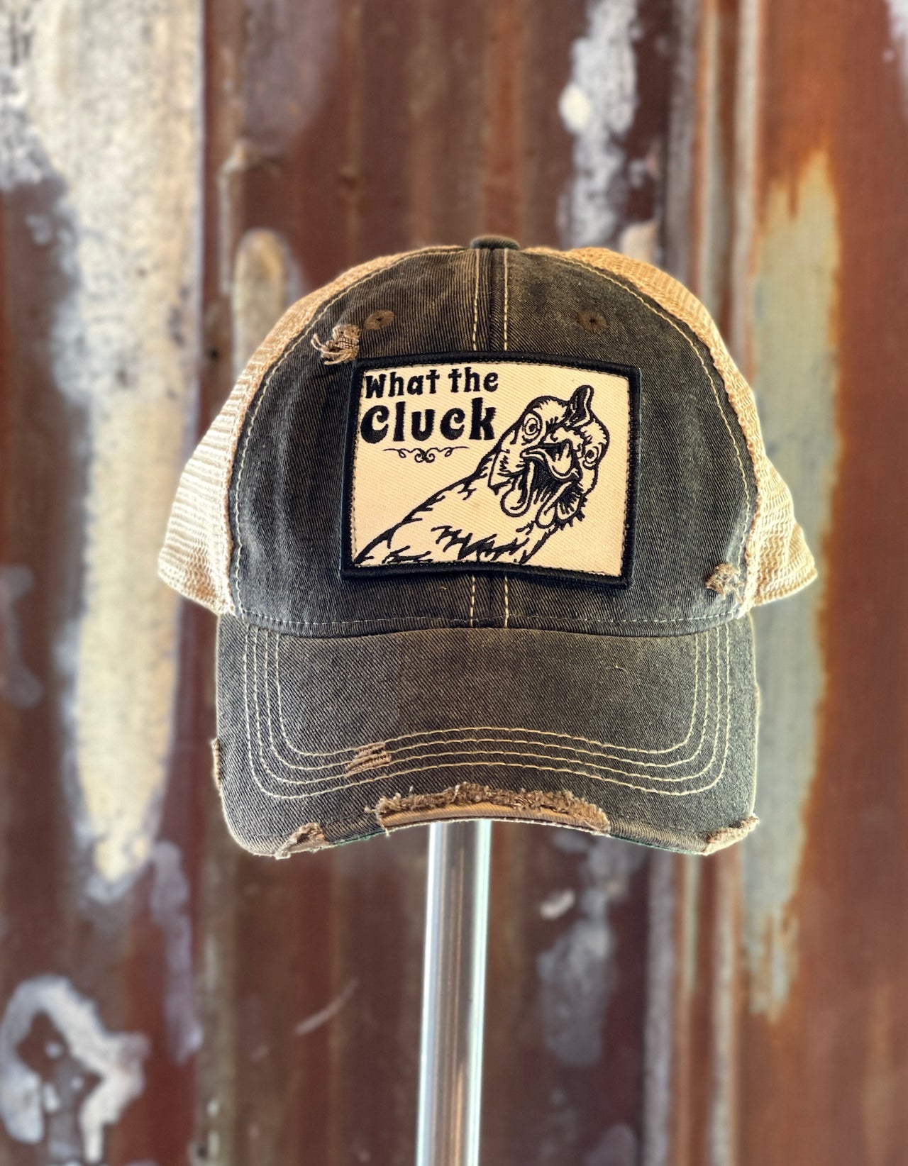 What The Cluck Hat - Distressed Black Snapback