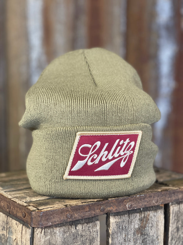 Schlitz Beer Stocking Hat- Sage Green