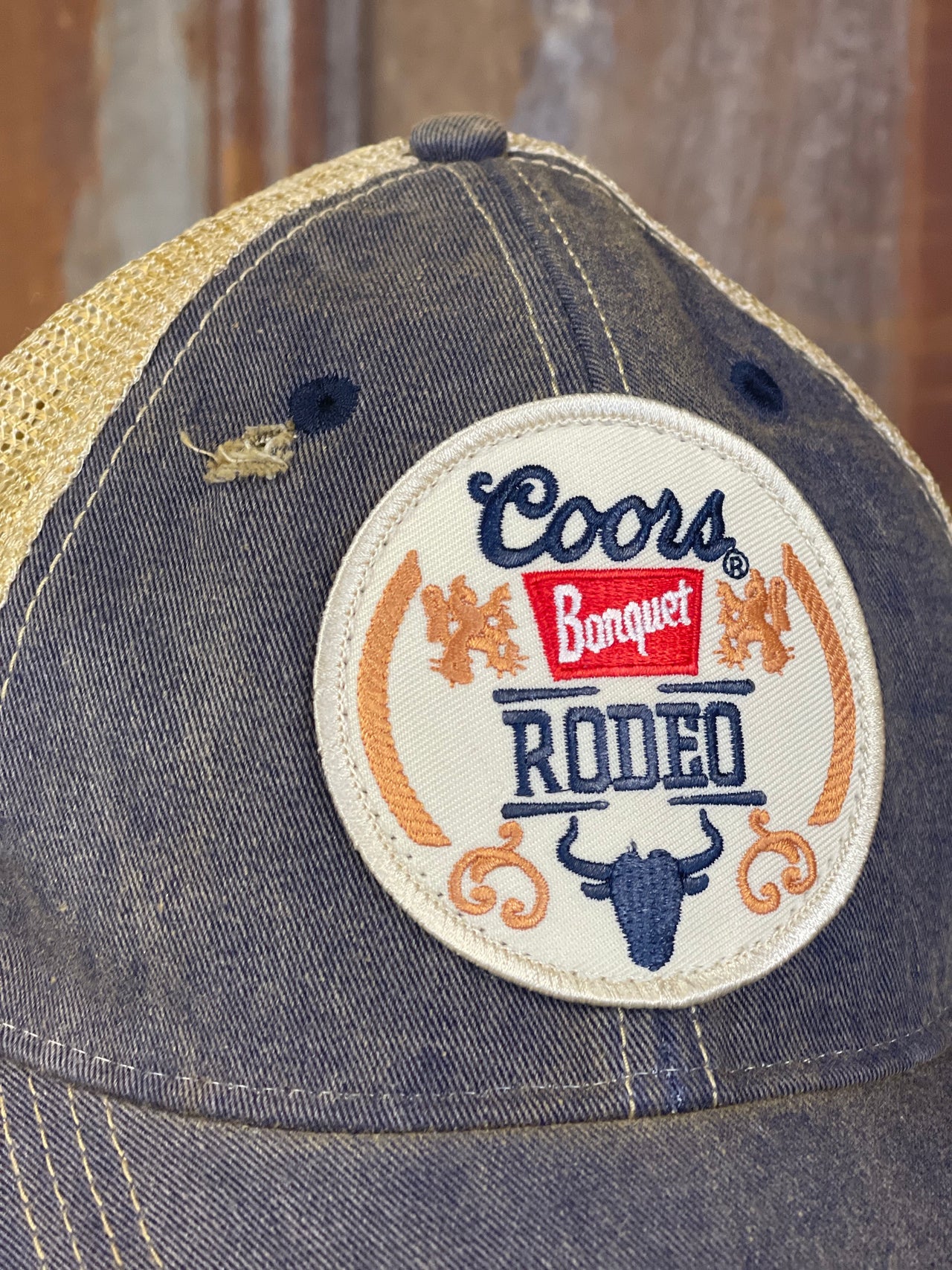 Coors Banquet Rodeo Hat- Distressed Navy Snapback