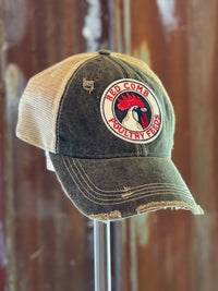 Thumbnail for Red Comb Feeds Hat- Distressed Black Snapback Angry Minnow Vintage