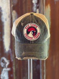 Thumbnail for Red Comb Feeds Hat- Distressed Black Snapback Angry Minnow Vintage