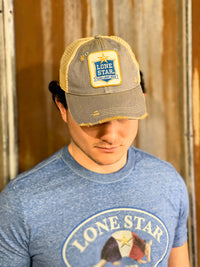 Thumbnail for Lone Star Light Beer Blue Logo Hat- Sky Blue Snapback Distressed