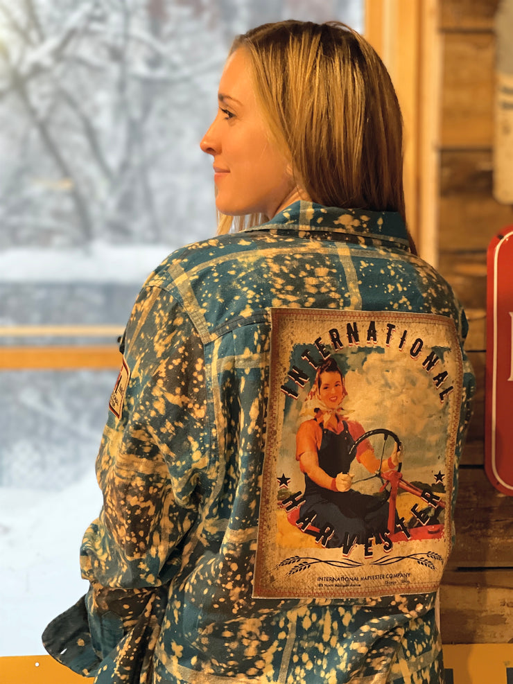 International Harvester Tractor Flannel- Distressed River Blue