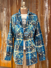 Paul and Babe Art Flannel- Distressed River Blue