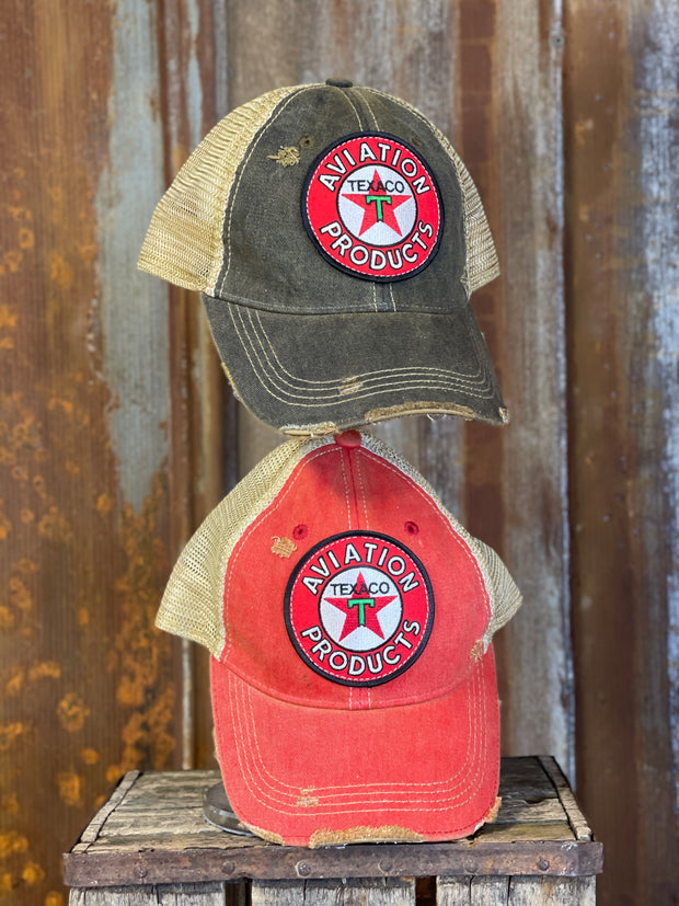 Texaco AVIATION Hat- Distressed Red Snapback PRE ORDER