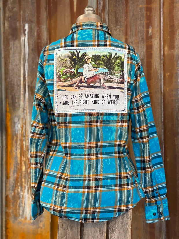 Gator Girl Lagoon Blue Flannel