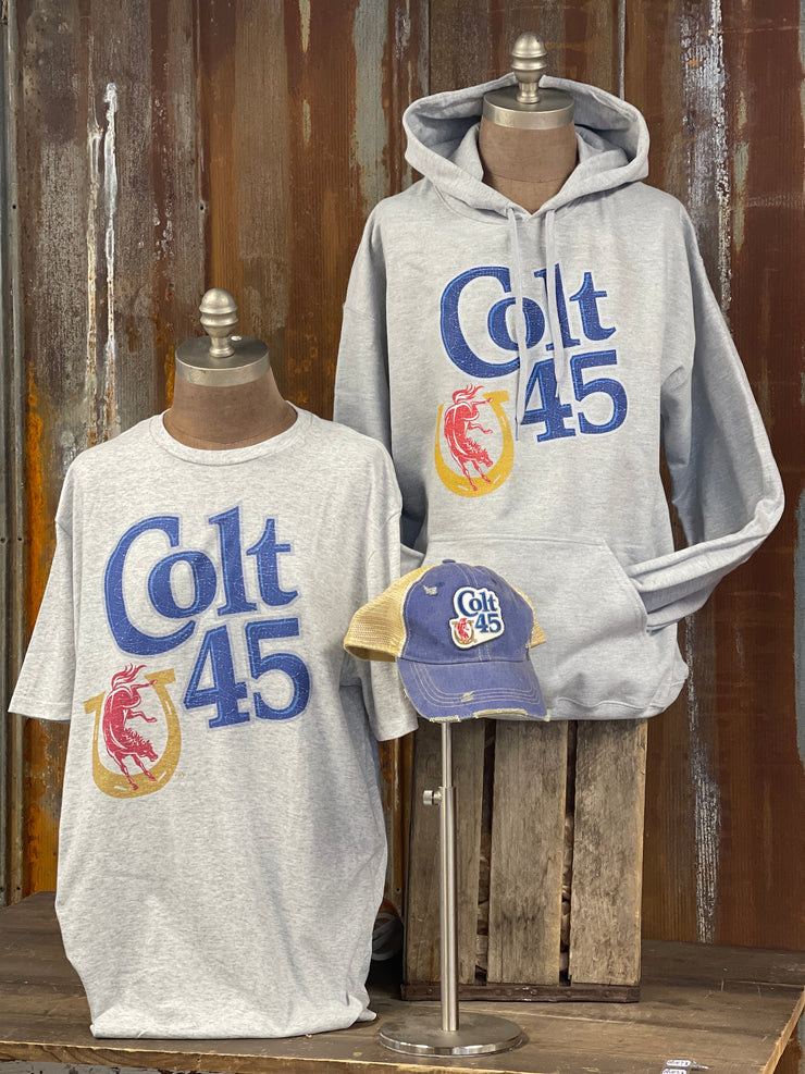 Colt 45 Beer Vintage Logo Hoodie- Heather Grey