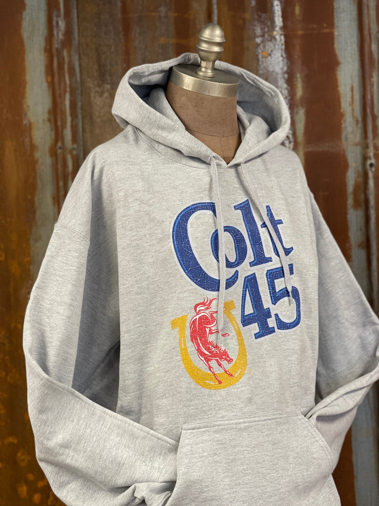 Colt 45 Beer Vintage Logo Hoodie- Heather Grey