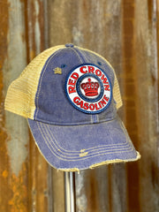 Red Crown Gasoline Hat- Distressed Royal Blue Snapback