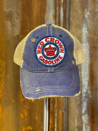 Thumbnail for Red Crown Gasoline Hat- Distressed Royal Blue Snapback